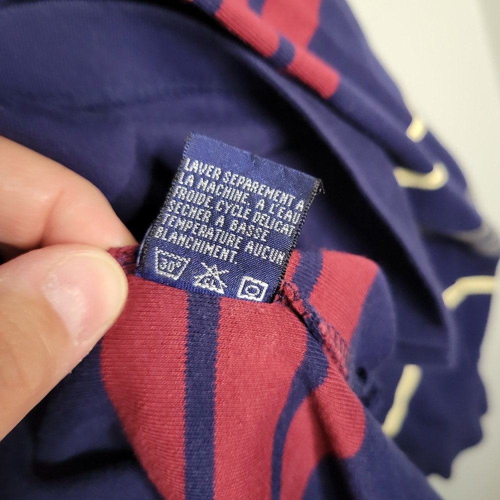 VINTAGE 90s NAUTICA‎ Polo Shirt Mens Large Rugby Heavyweight Striped Red Blue - Picture 7 of 14